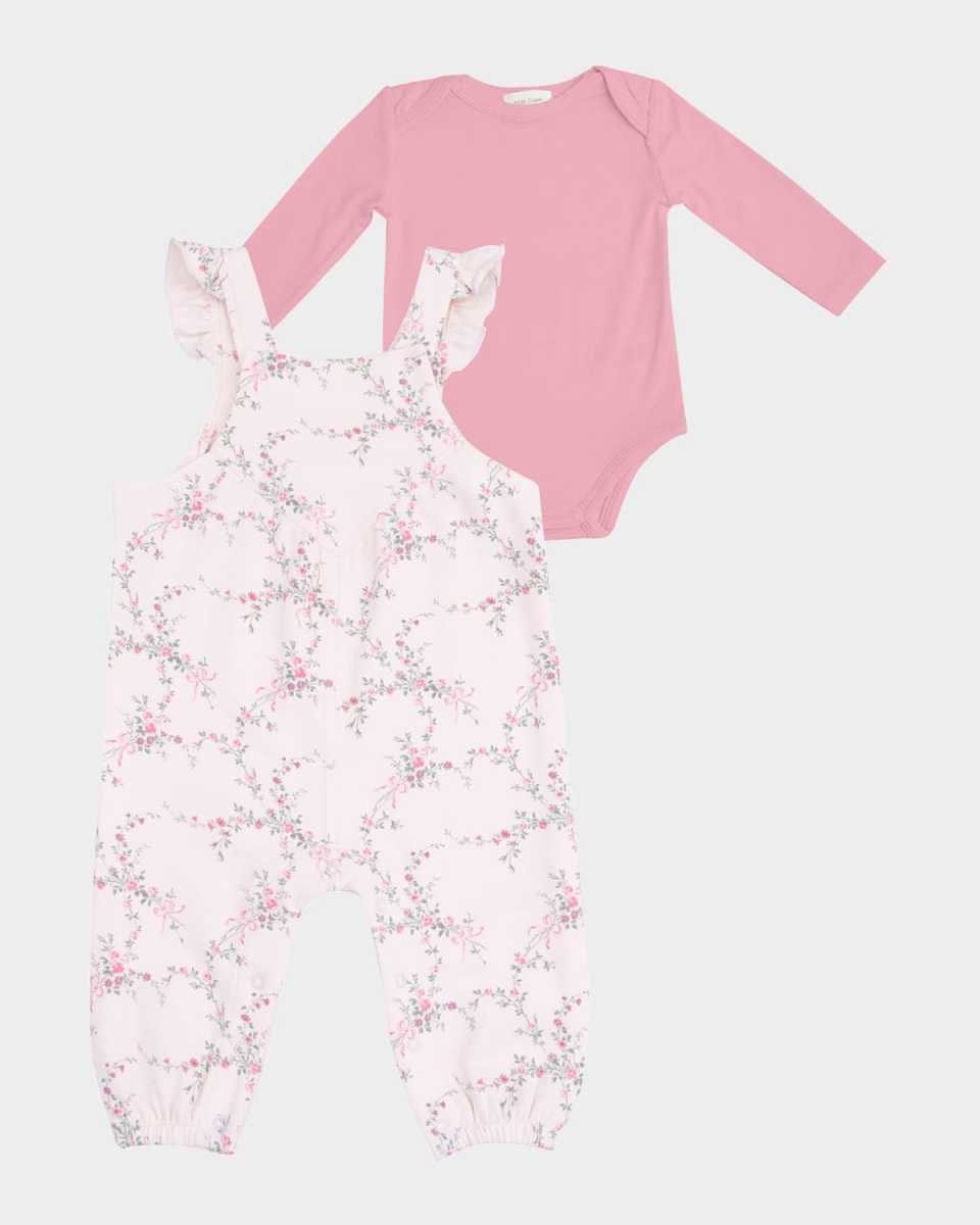Girl's 2-Piece Antoinette Floral Overalls and Bodysuit Set, Size 3M-24